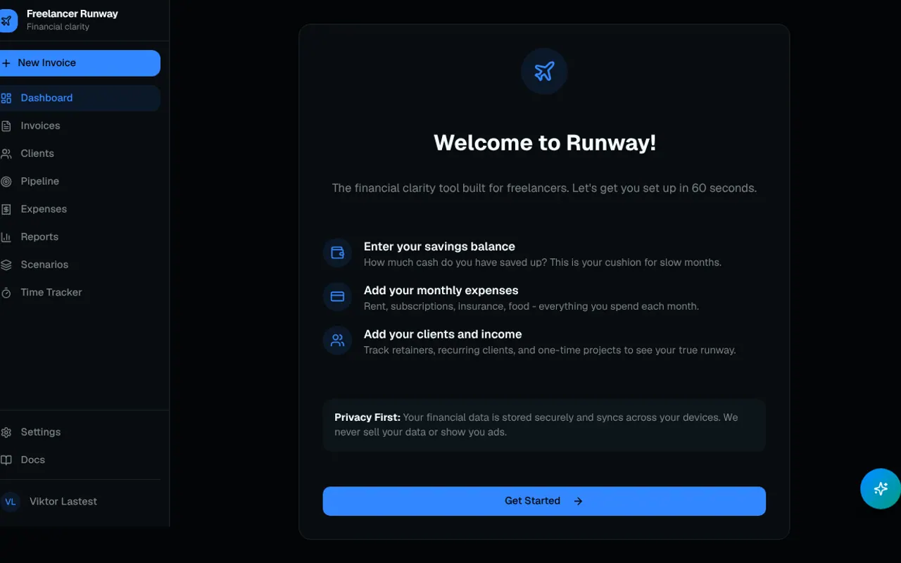 FreelancerRunway - Step 1 screenshot captured by Lastest