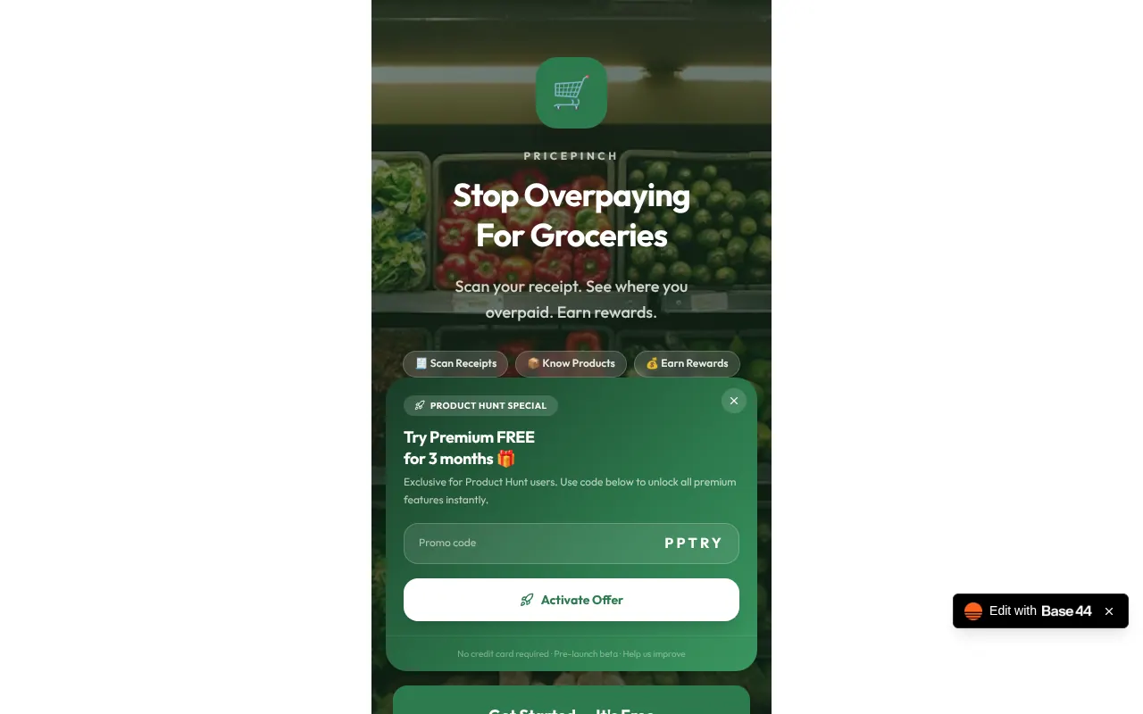 PricePinch - Step 1 screenshot captured by Lastest