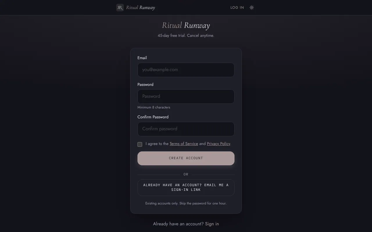 ritualrunway - Step 1 screenshot captured by Lastest
