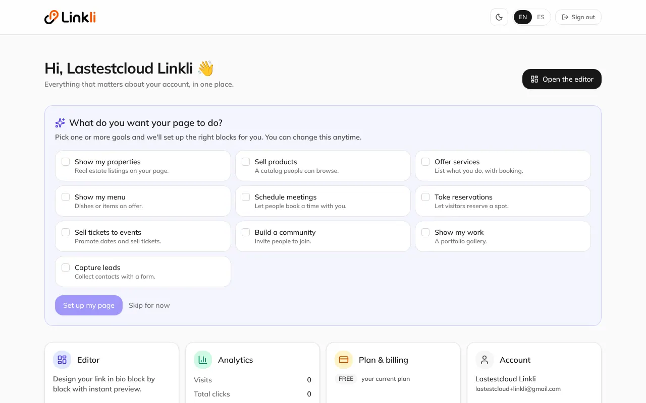 Linkli - Step 1 screenshot captured by Lastest
