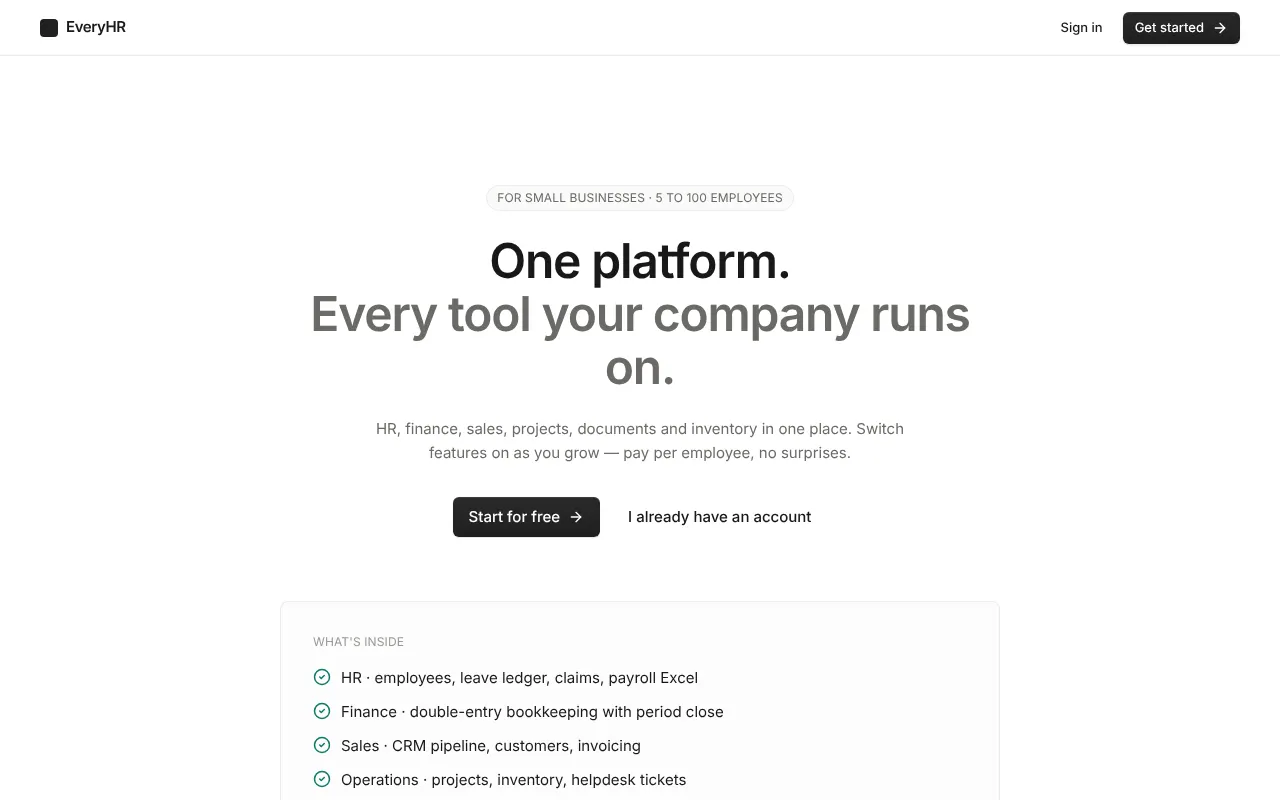EveryHR - Step 1 screenshot captured by Lastest