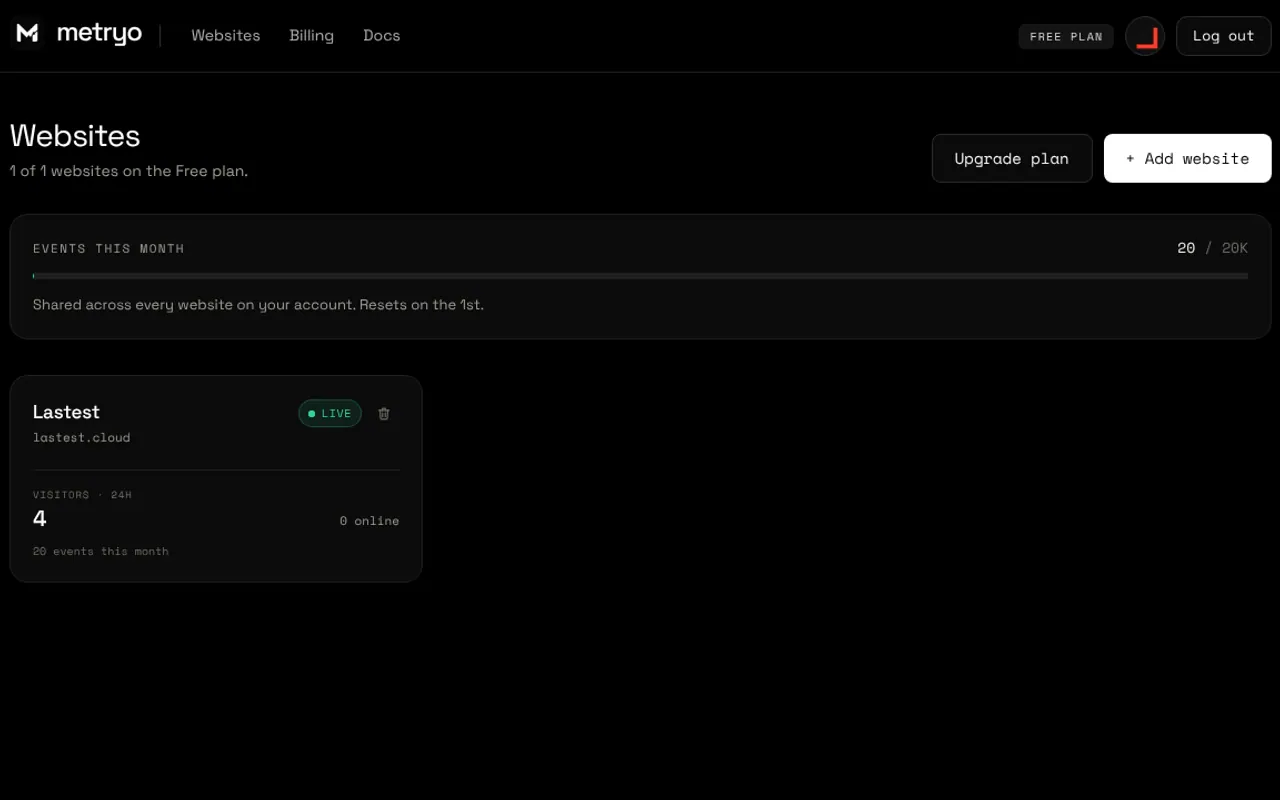 Metryo - Step 1 screenshot captured by Lastest