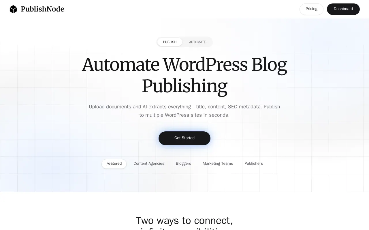 PublishNode - Step 1 screenshot captured by Lastest