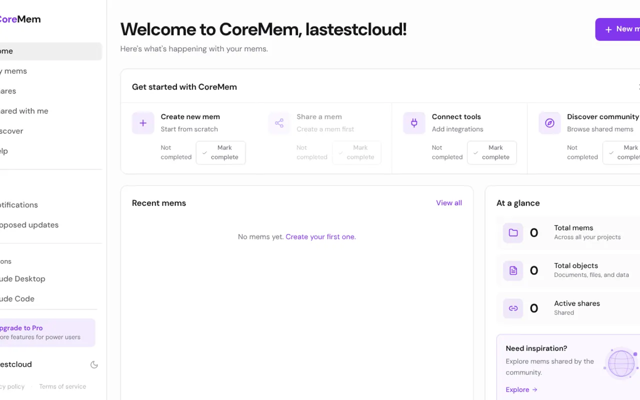 CoreMem - Step 1 screenshot captured by Lastest