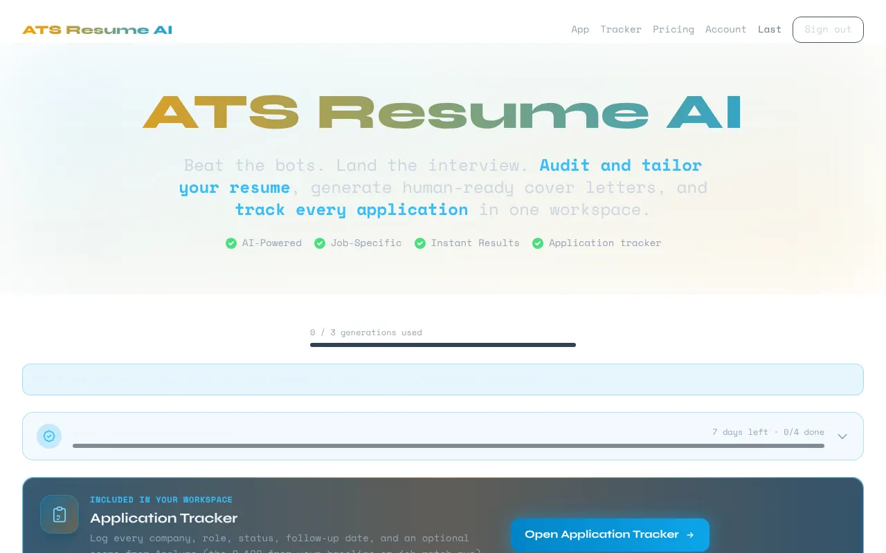 atsresumeai - Step 1 screenshot captured by Lastest