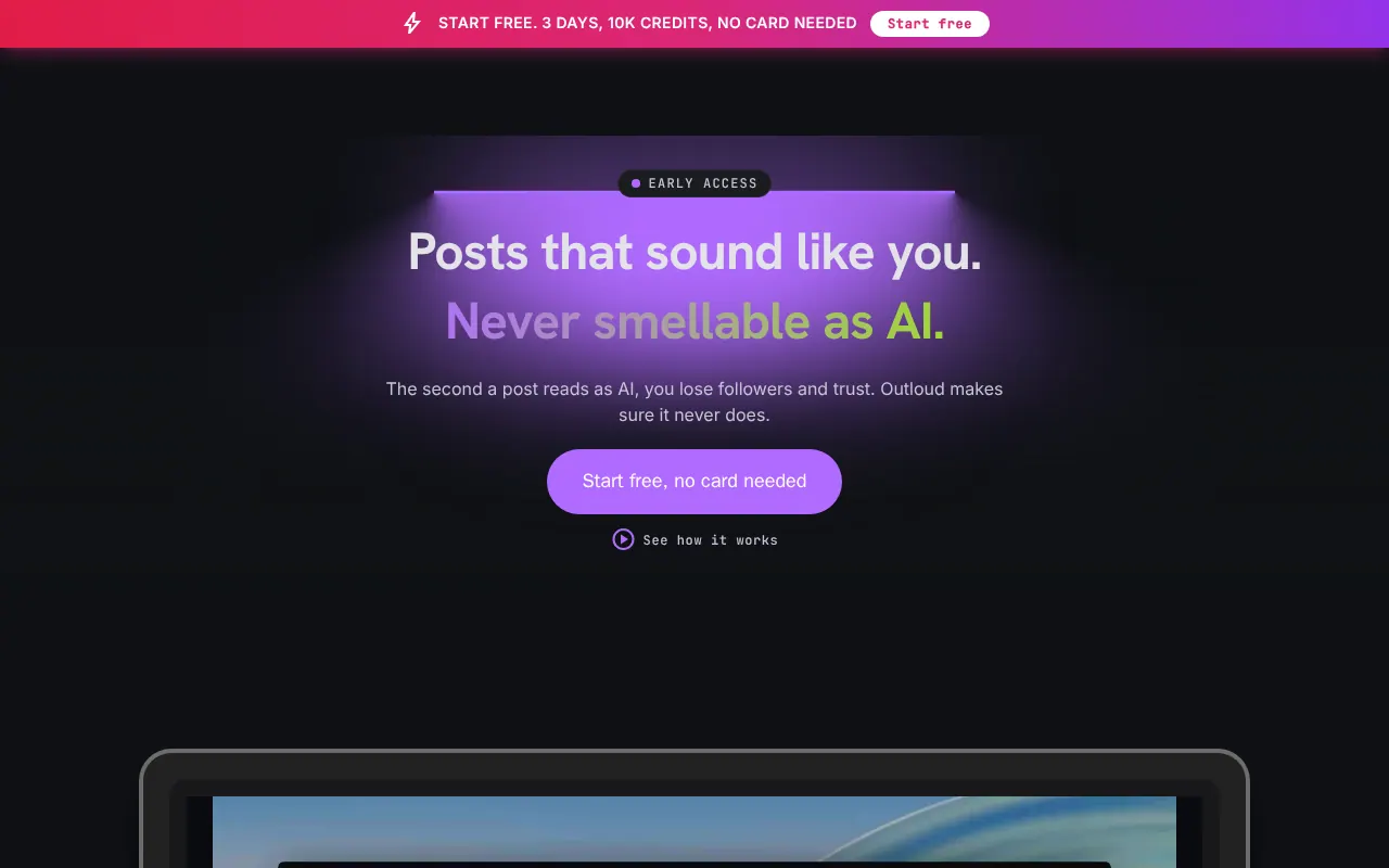 Outloud - Step 1 screenshot captured by Lastest