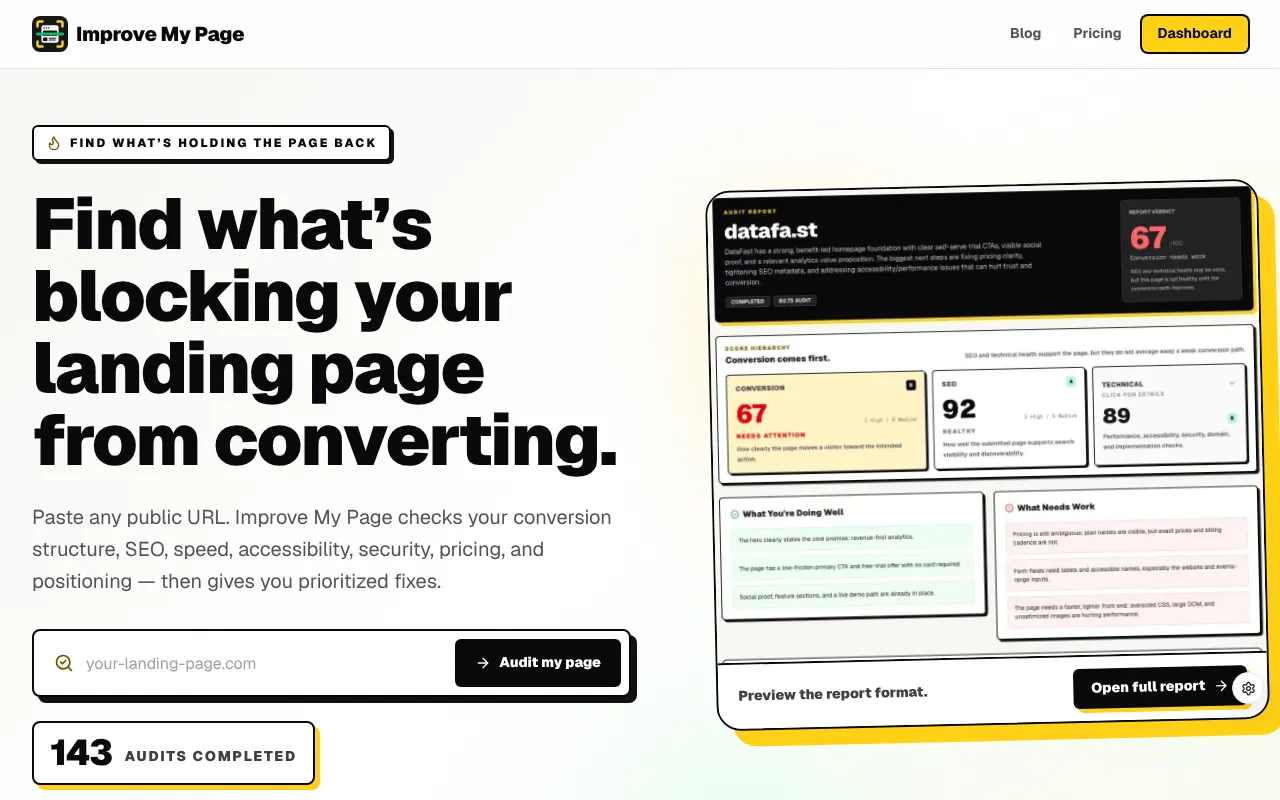 ImprovMyPage - Step 1 screenshot captured by Lastest
