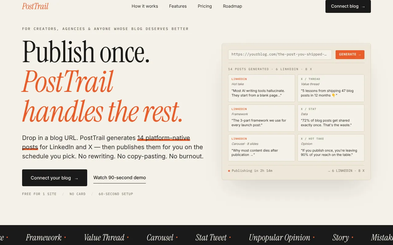 PostTrail - Step 1 screenshot captured by Lastest