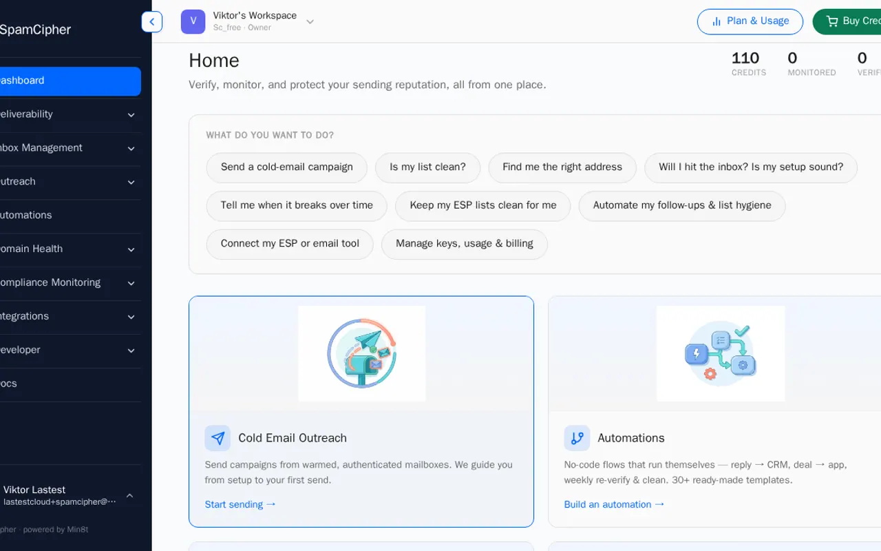 SpamCipher - Step 1 screenshot captured by Lastest