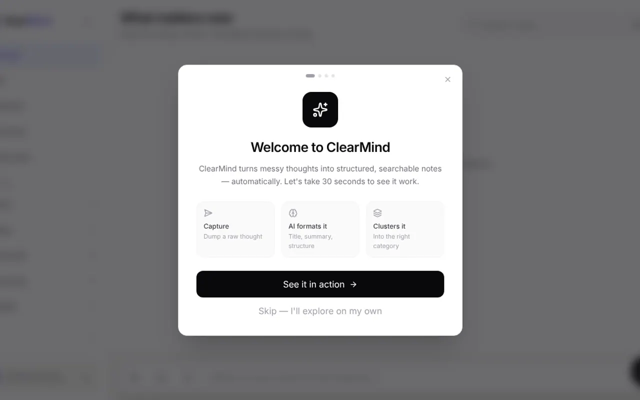 ClearMind - Step 1 screenshot captured by Lastest