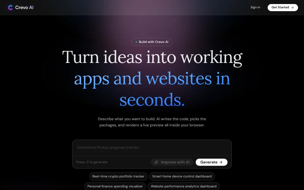 Crevo AI - Step 1 screenshot captured by Lastest