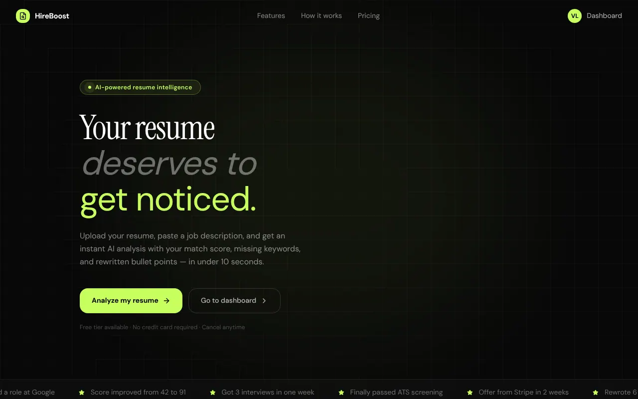 HireBoost - Step 1 screenshot captured by Lastest