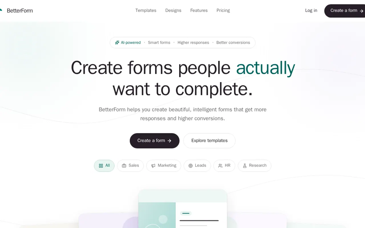 Betterform - Step 1 screenshot captured by Lastest