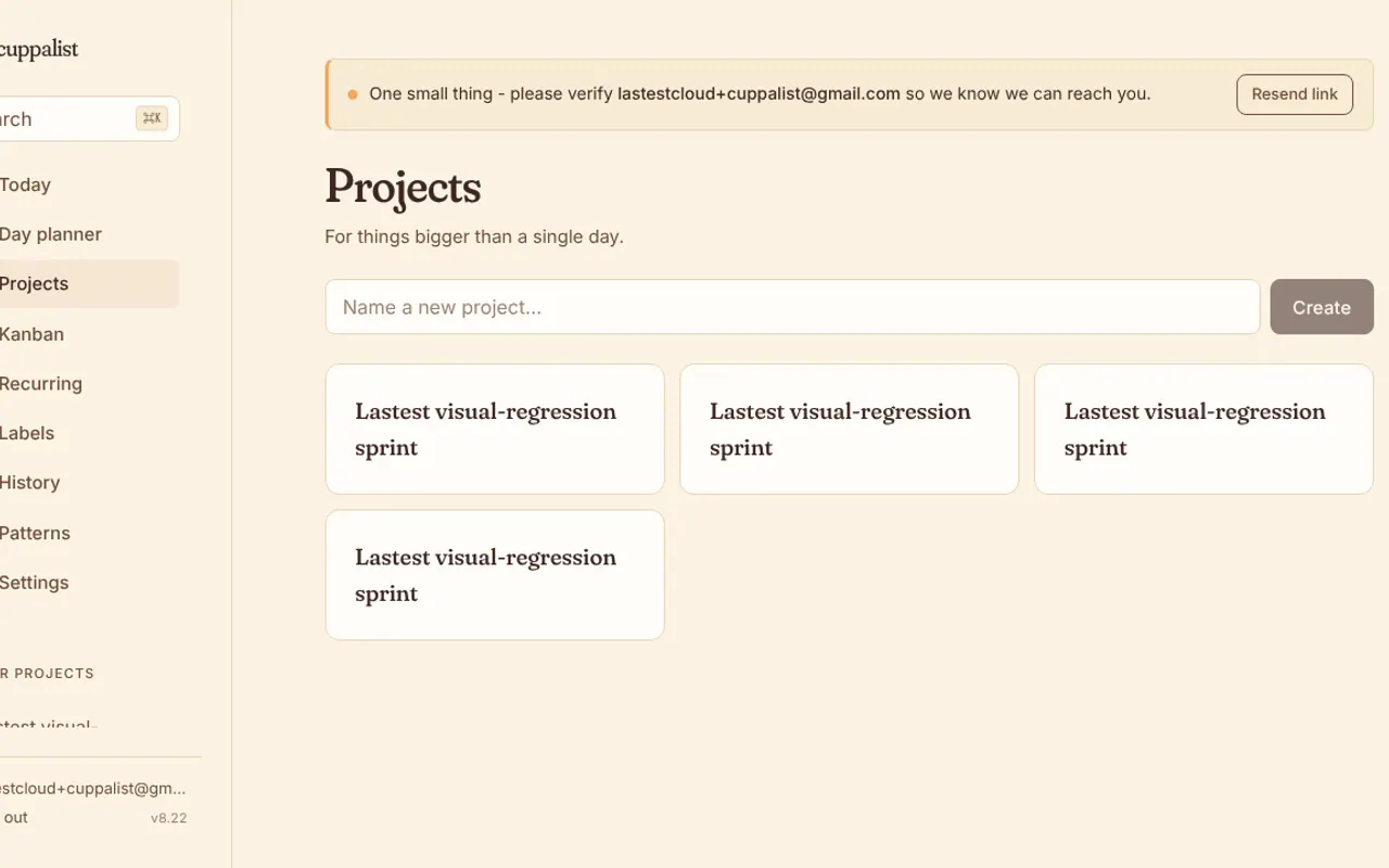 Cuppalist - Step 1 screenshot captured by Lastest