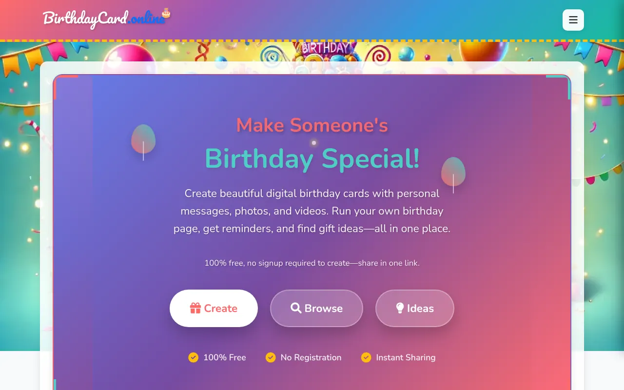 BirthdayCard.Online - Step 1 screenshot captured by Lastest