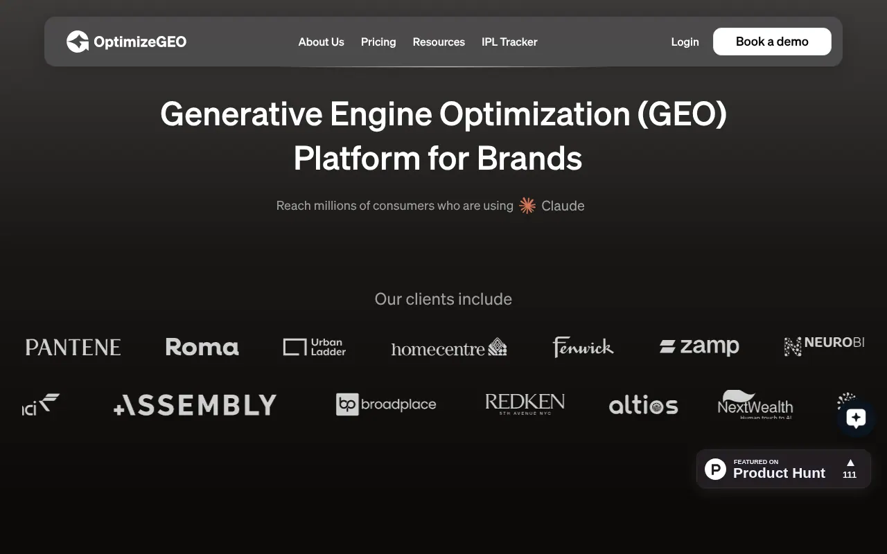 OptimizeGEO - Step 1 screenshot captured by Lastest