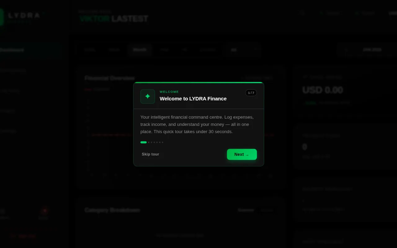 LYDRA Finance - Step 1 screenshot captured by Lastest