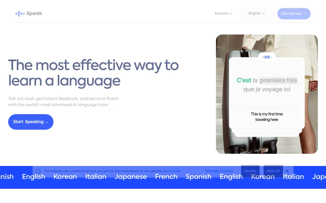 speak-com-demo - Step 1 screenshot captured by Lastest