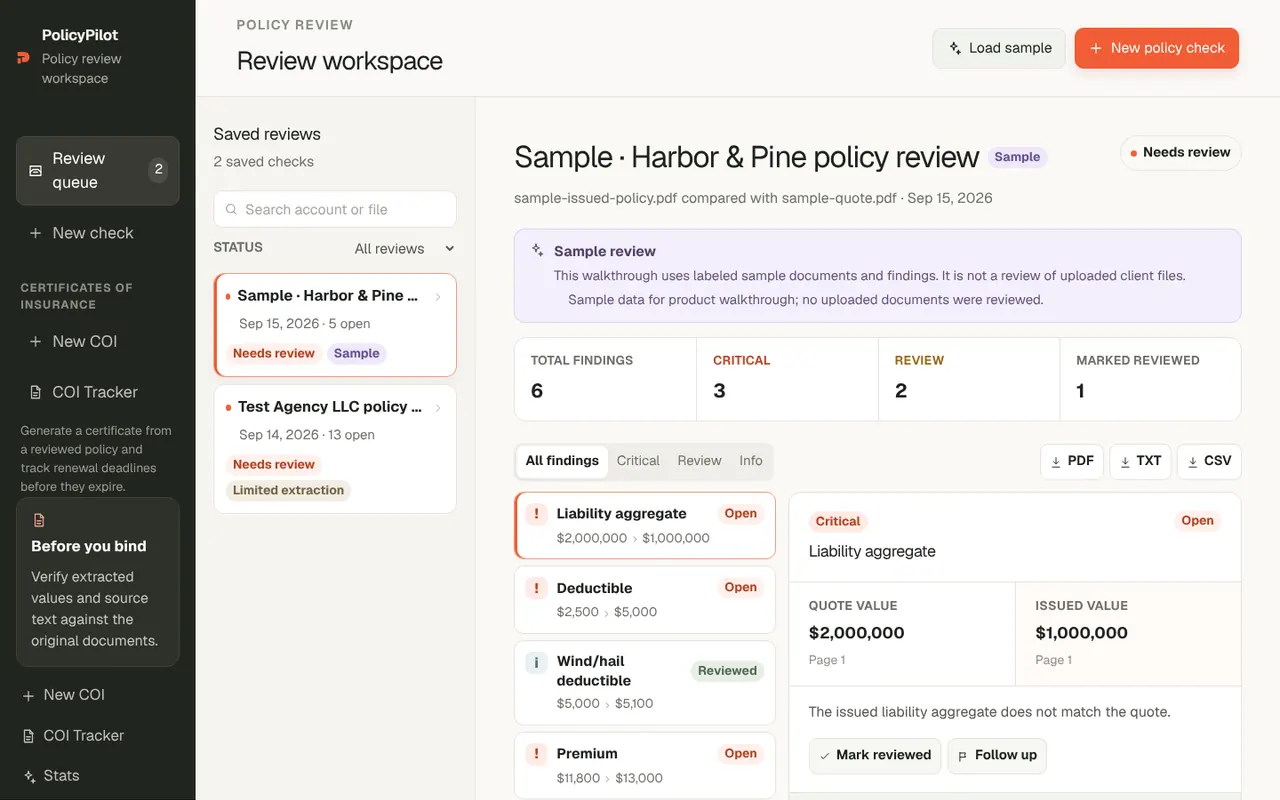PolicyPilot - Step 1 screenshot captured by Lastest