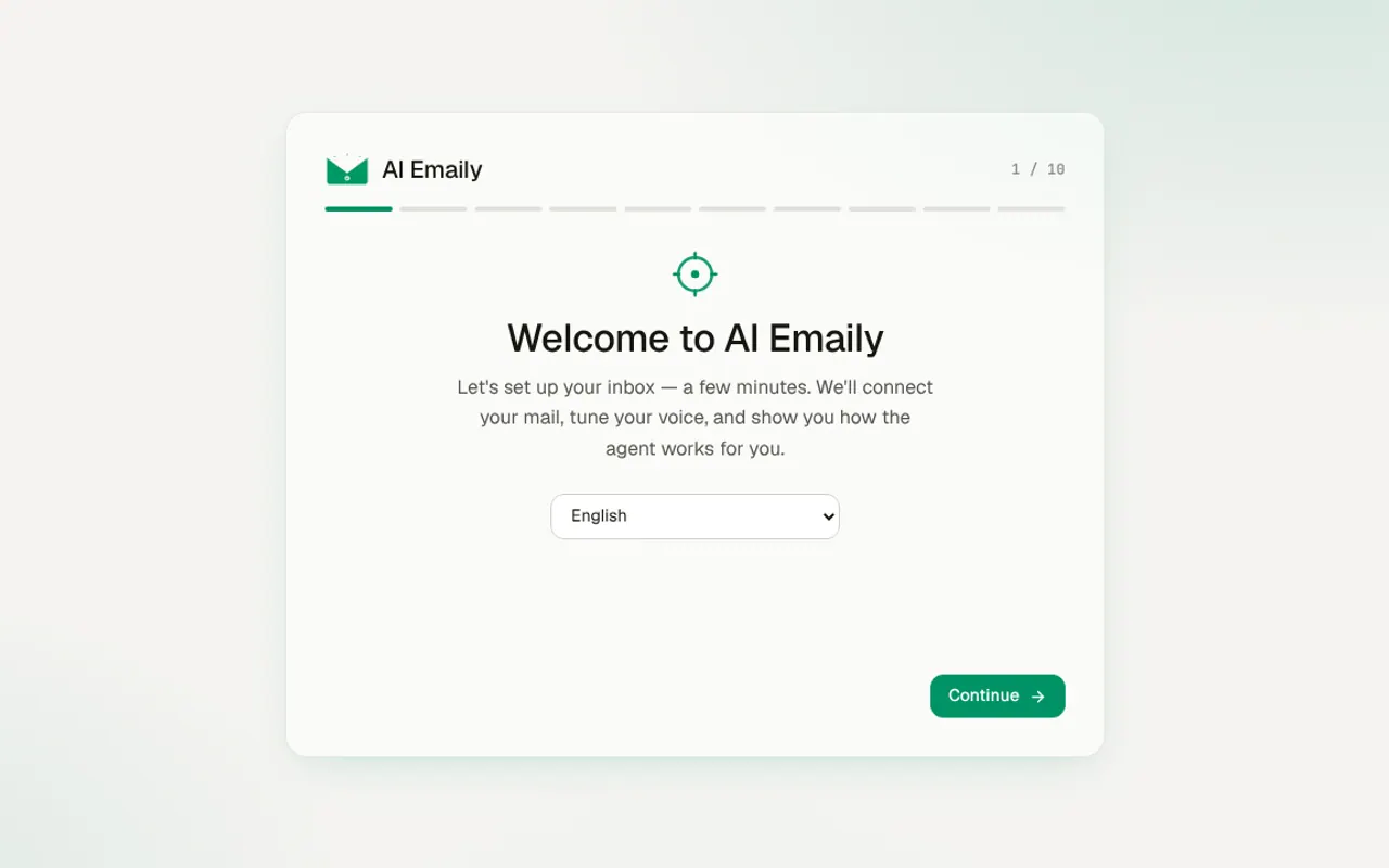 AI Emaily - Step 1 screenshot captured by Lastest