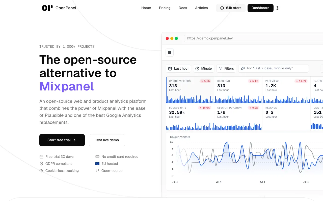 OpenPanel - Step 1 screenshot captured by Lastest