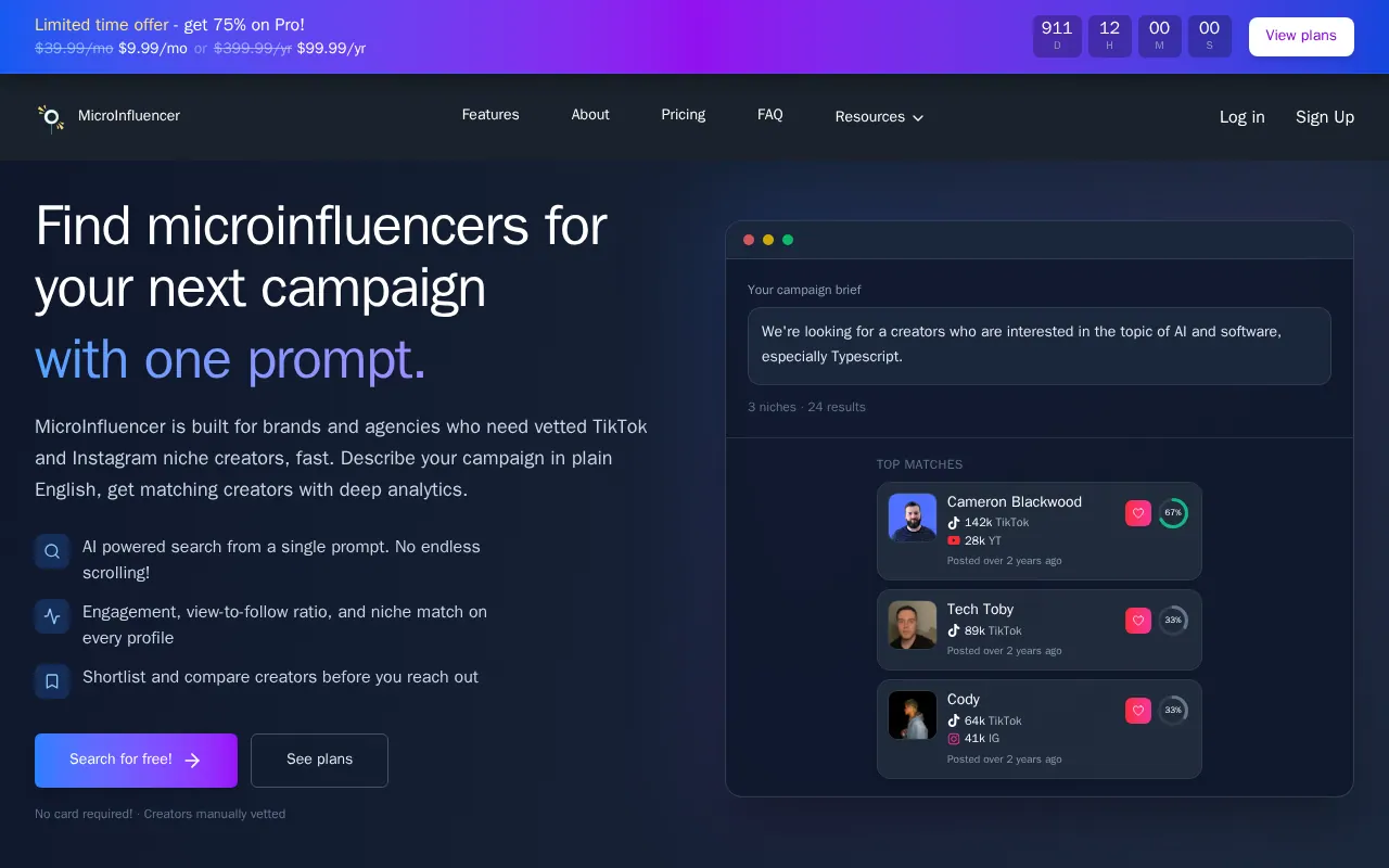 MicroInfluencer - Step 1 screenshot captured by Lastest