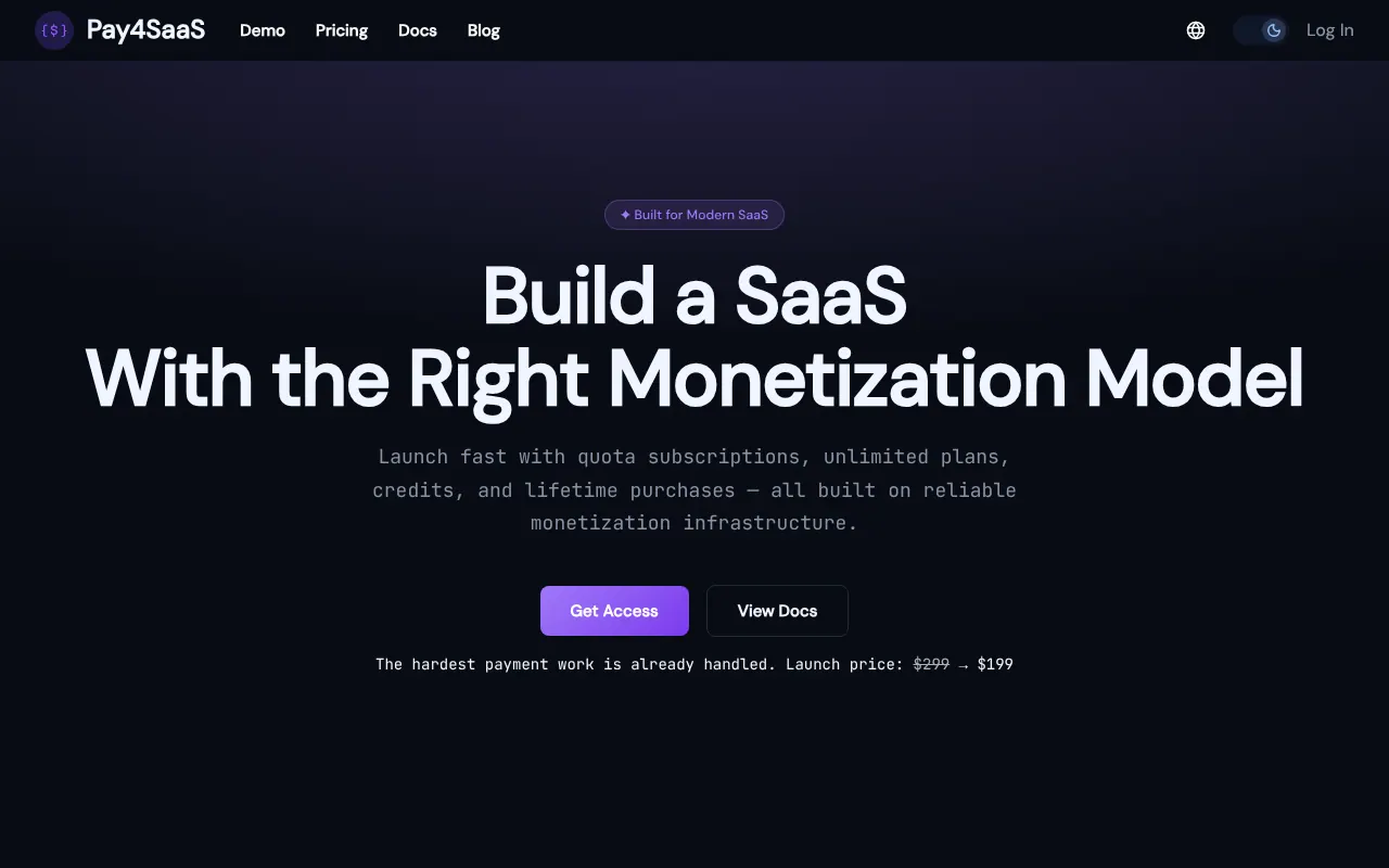 pay4saas - Step 1 screenshot captured by Lastest