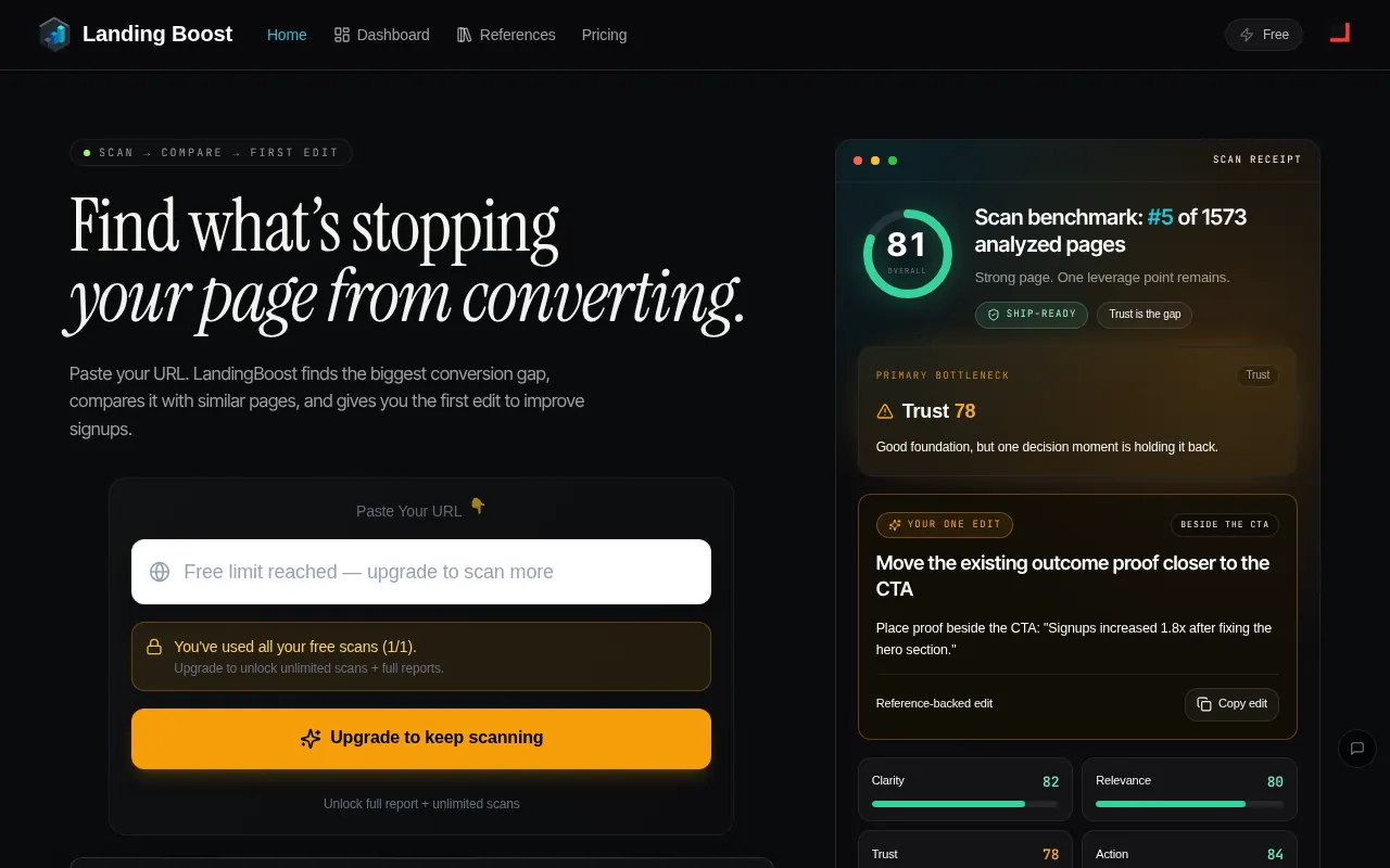 LandingBoost - Step 1 screenshot captured by Lastest