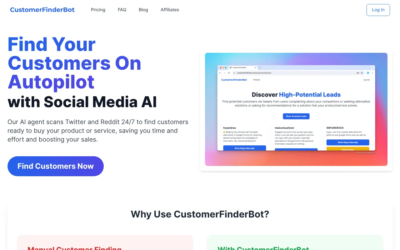 CustomerFinderBot - Step 1 screenshot captured by Lastest
