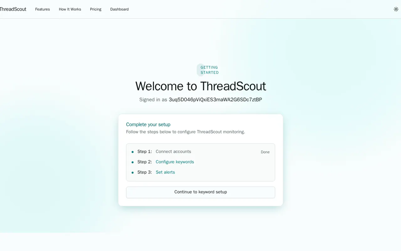 ThreadScout - Step 1 screenshot captured by Lastest