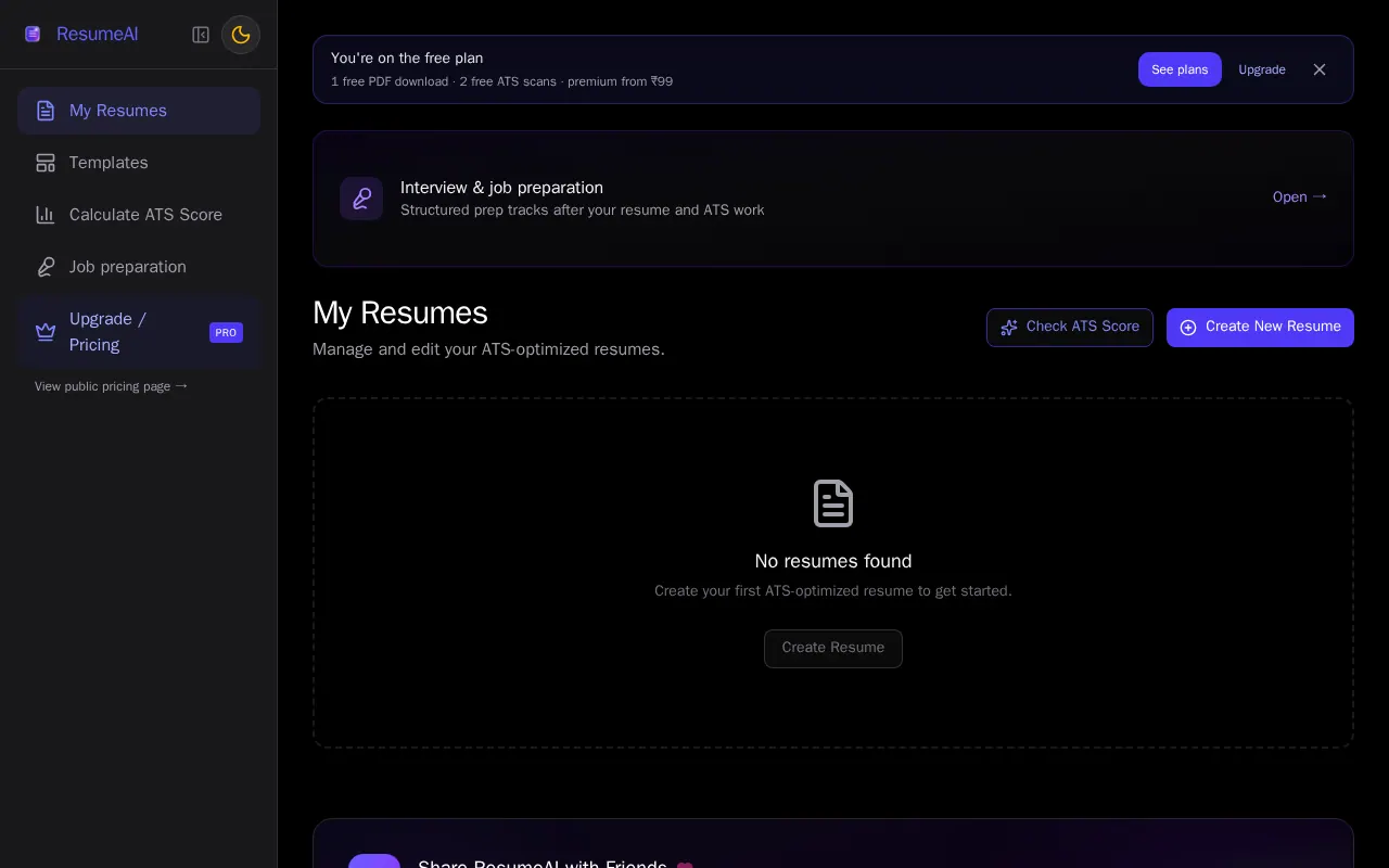 Resumly - Step 1 screenshot captured by Lastest