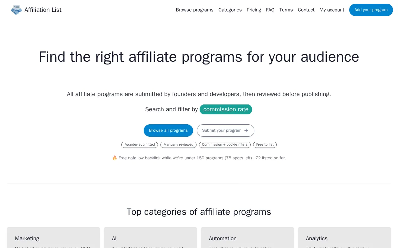 AffiliationList - Step 1 screenshot captured by Lastest