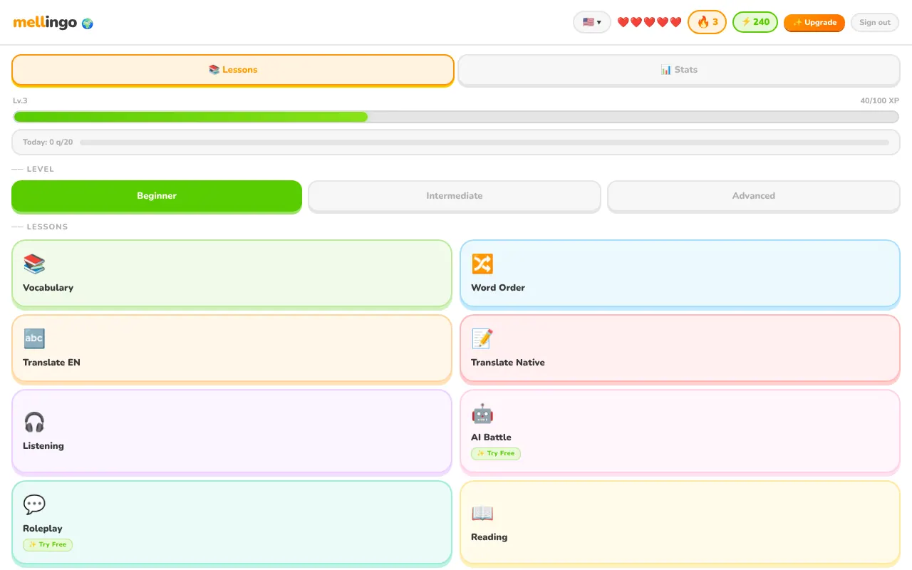 Mellingo - Step 1 screenshot captured by Lastest