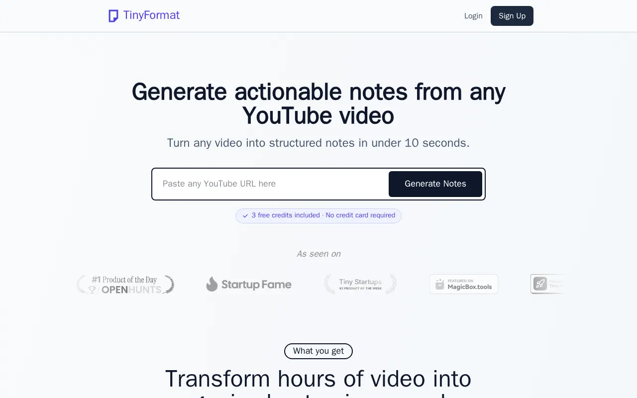 TinyFormat - Step 1 screenshot captured by Lastest