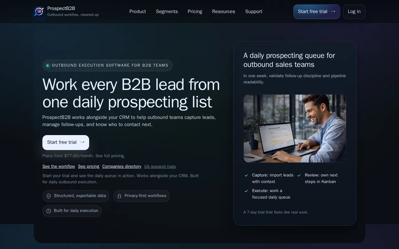 ProspectB2B - Step 1 screenshot captured by Lastest