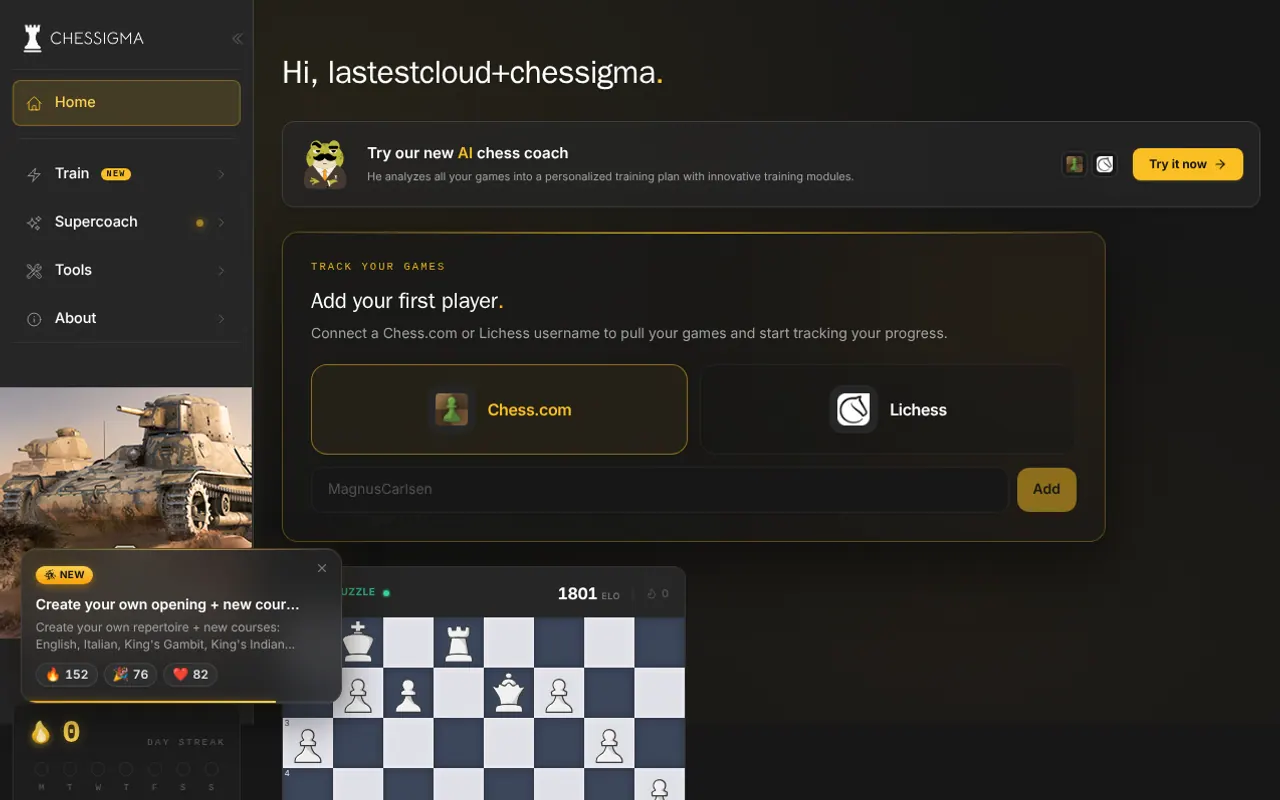Chessigma - Step 1 screenshot captured by Lastest