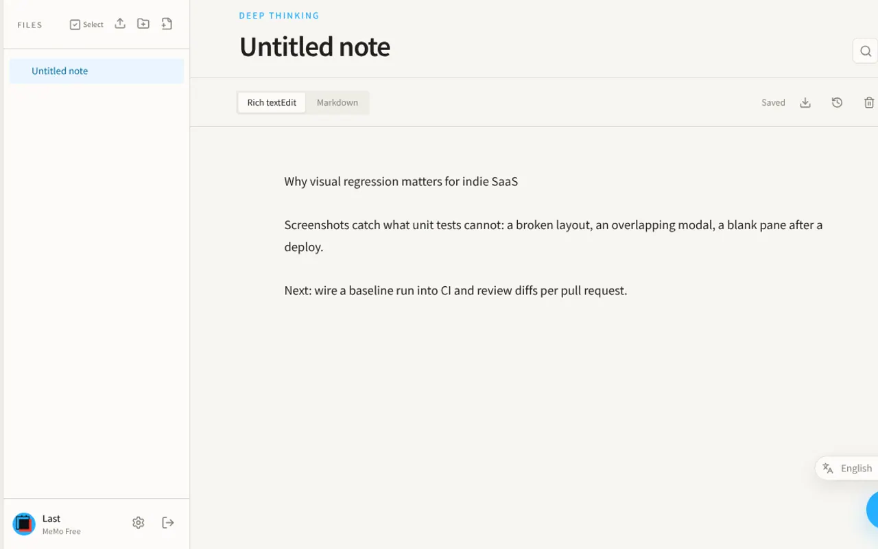 MeMo - Step 1 screenshot captured by Lastest