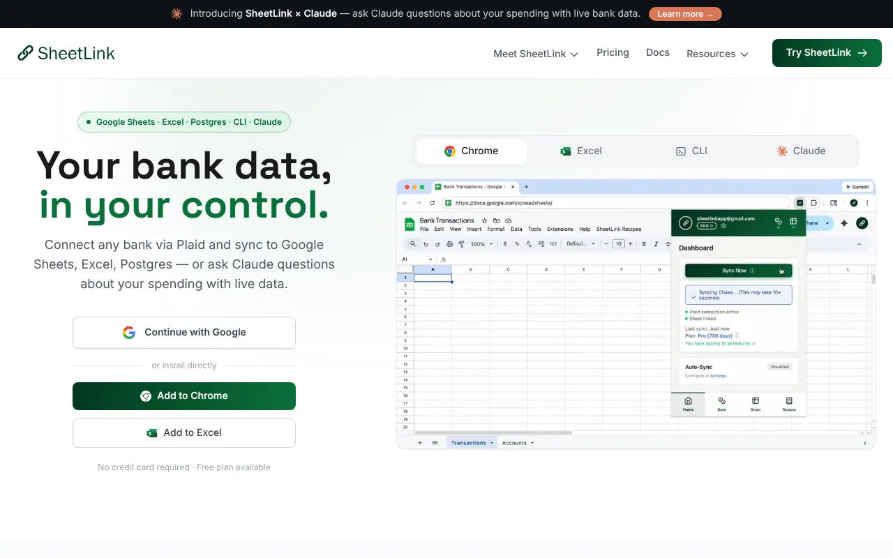 sheetlink - Step 1 screenshot captured by Lastest
