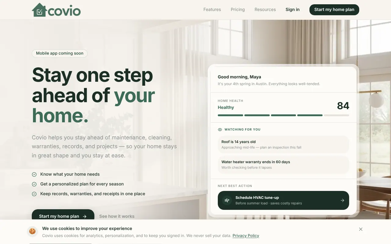 Covio - Step 1 screenshot captured by Lastest