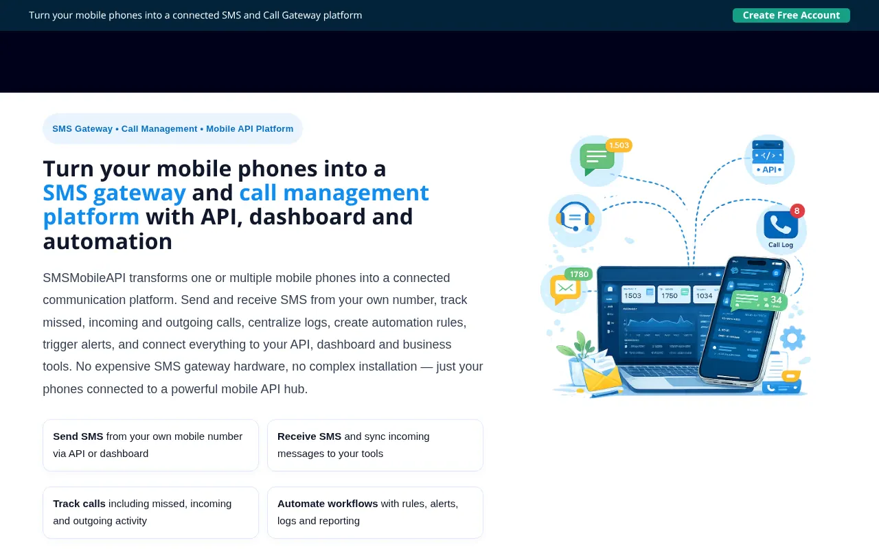 SMS Mobile API - Step 1 screenshot captured by Lastest
