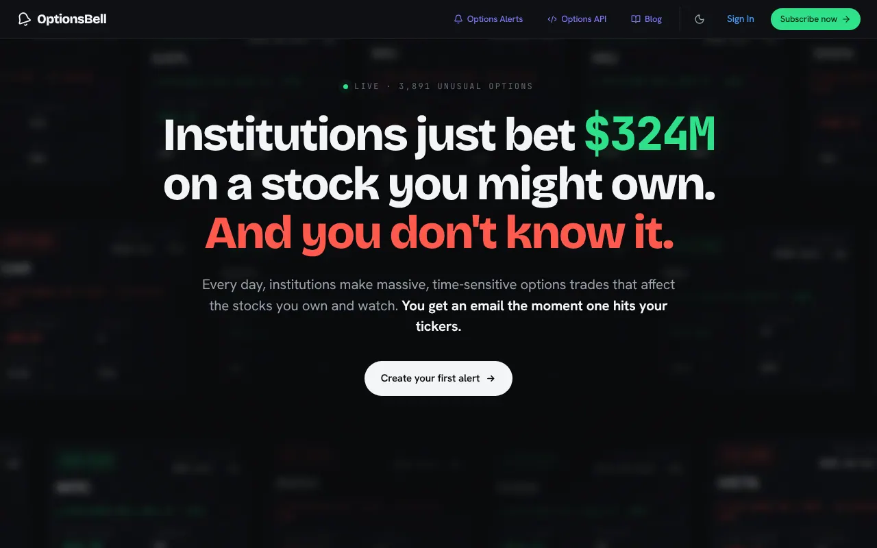 OptionsBell - Step 1 screenshot captured by Lastest