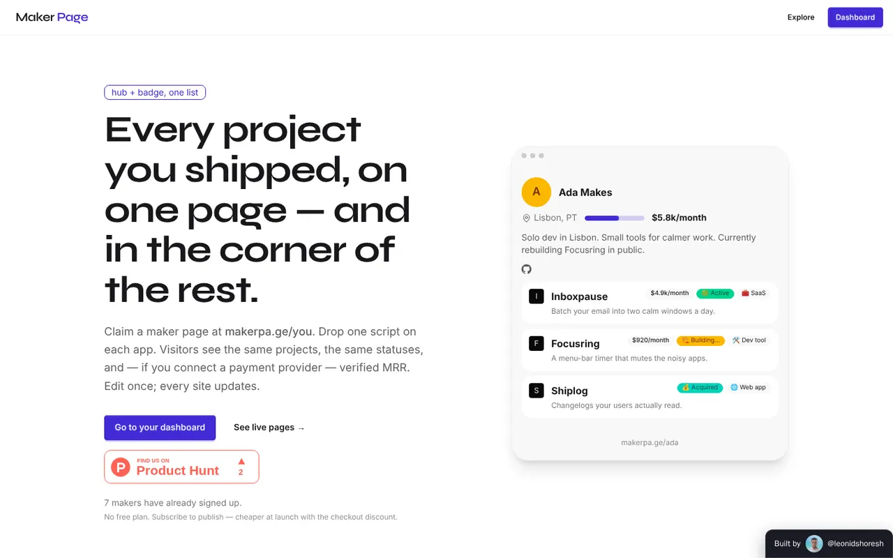 Maker Page - Step 1 screenshot captured by Lastest