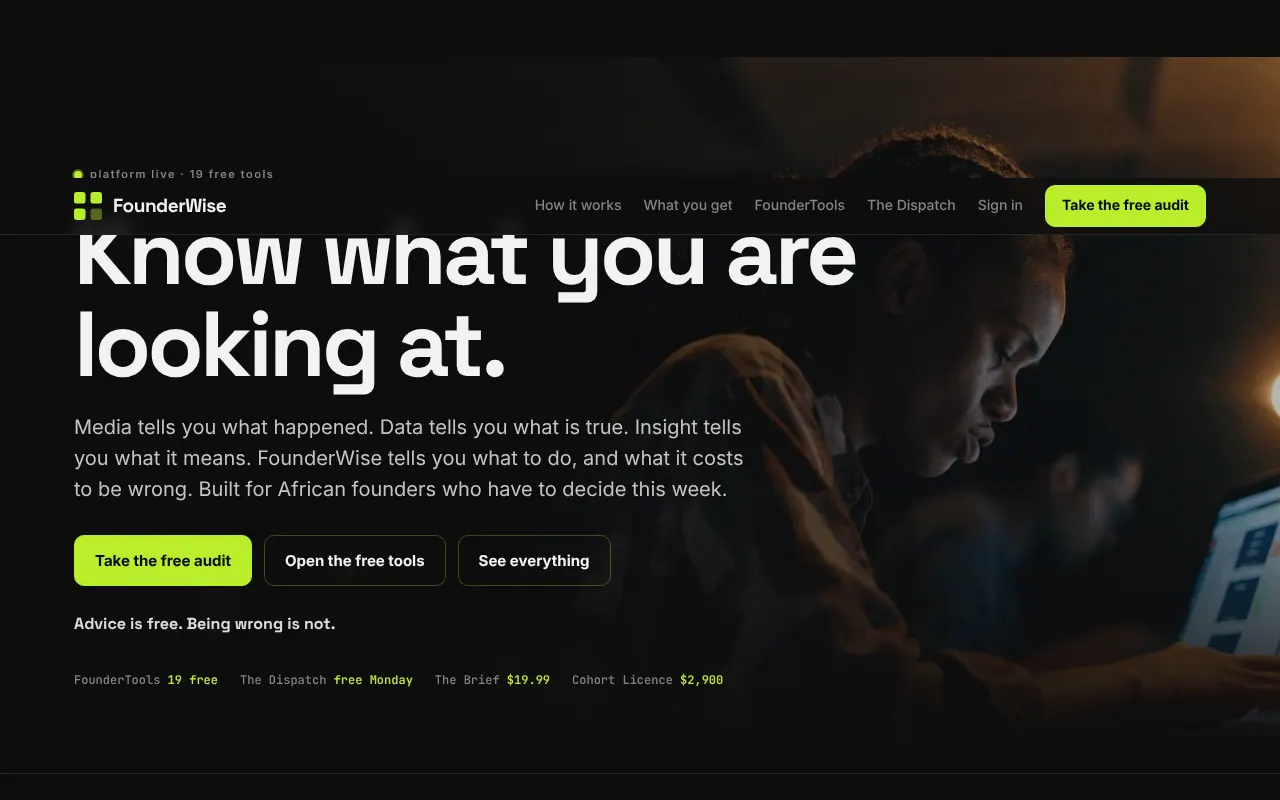 FounderWise - Step 1 screenshot captured by Lastest