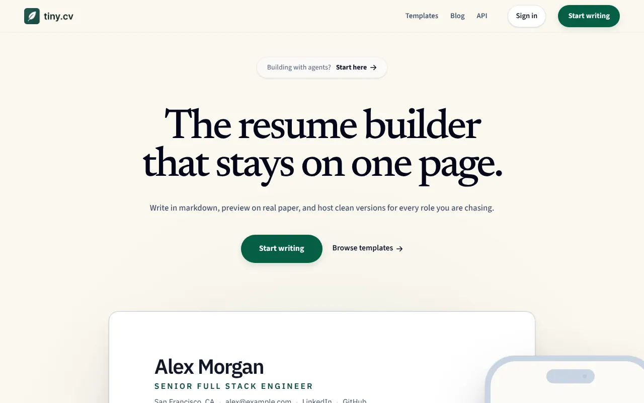Tiny CV - Step 1 screenshot captured by Lastest