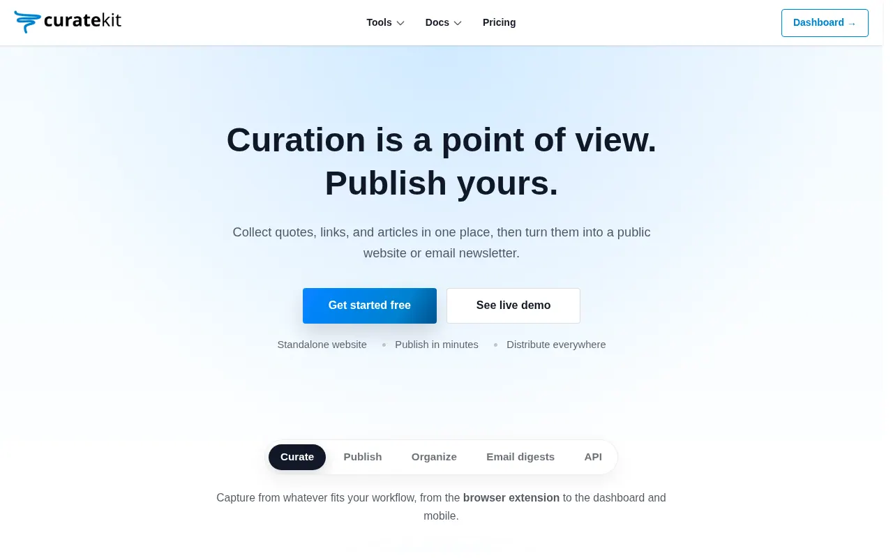 CurateKit - Step 1 screenshot captured by Lastest