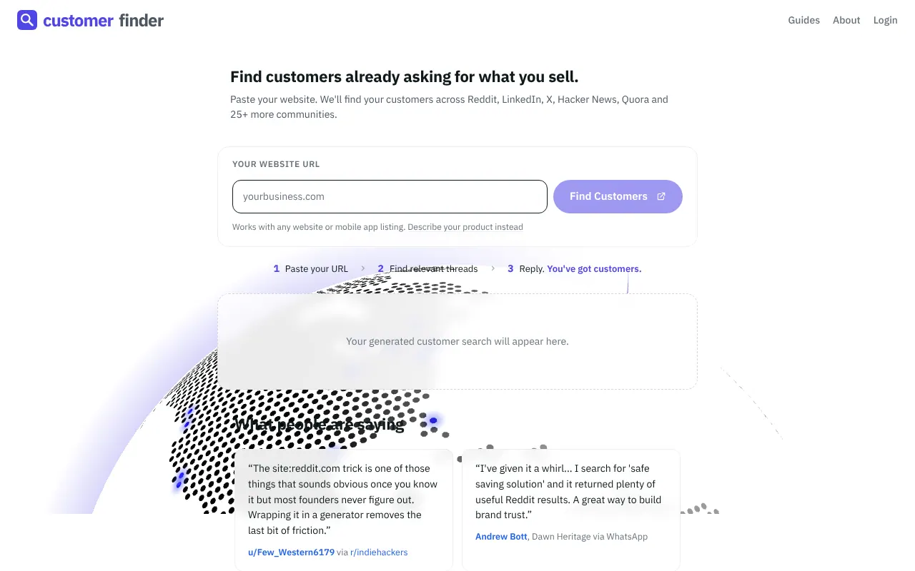 Customer Finder - Step 1 screenshot captured by Lastest