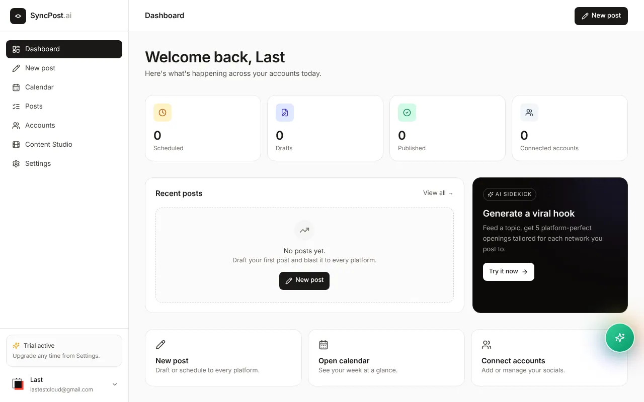 SyncPost - Step 1 screenshot captured by Lastest