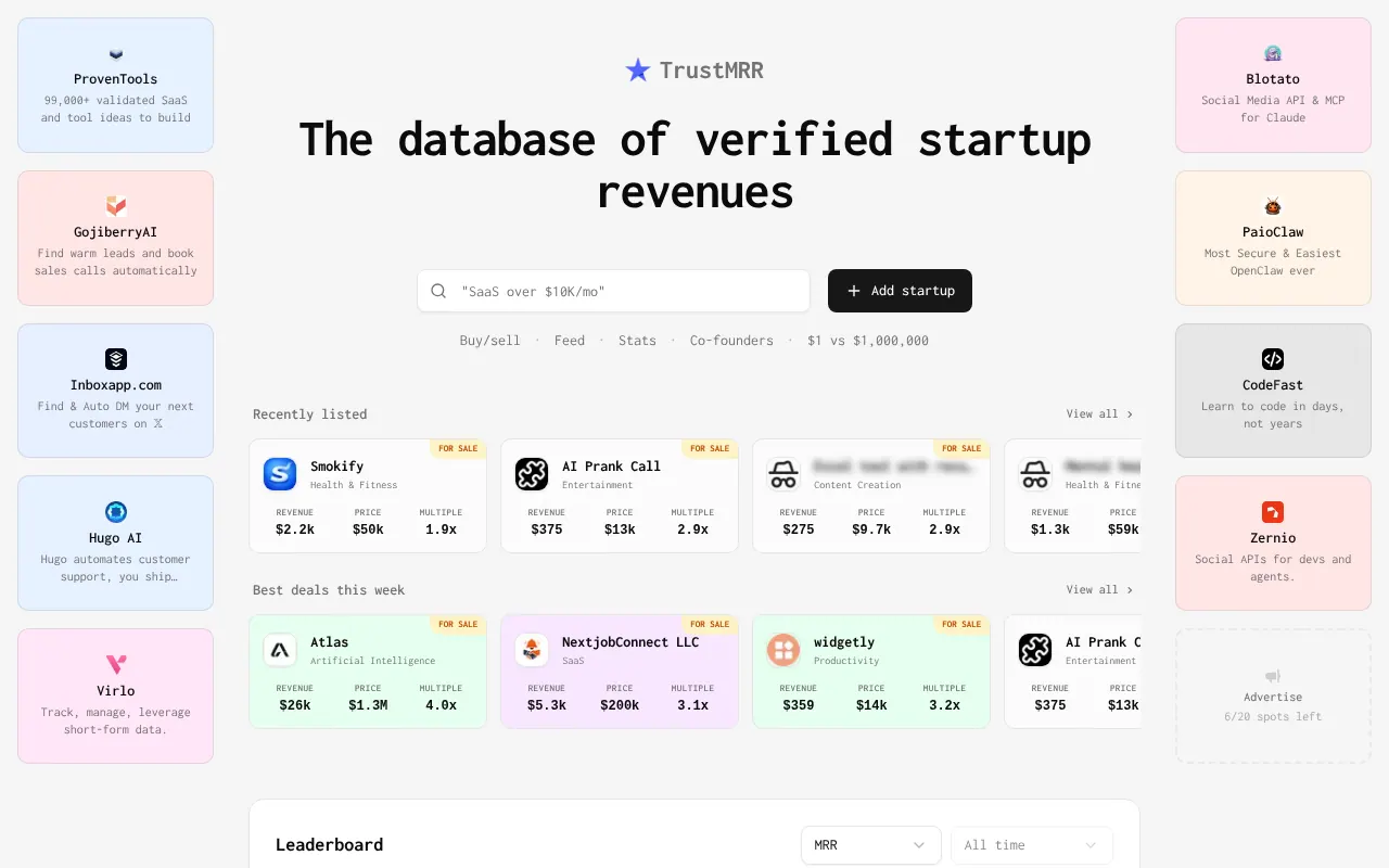trustmrr - Step 1 screenshot captured by Lastest