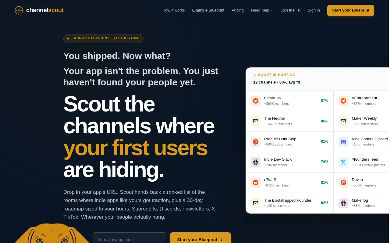 ChannelScout - Step 1 screenshot captured by Lastest