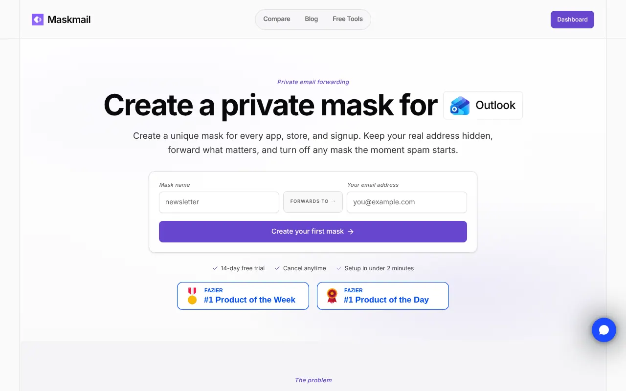 Maskmail - Step 1 screenshot captured by Lastest
